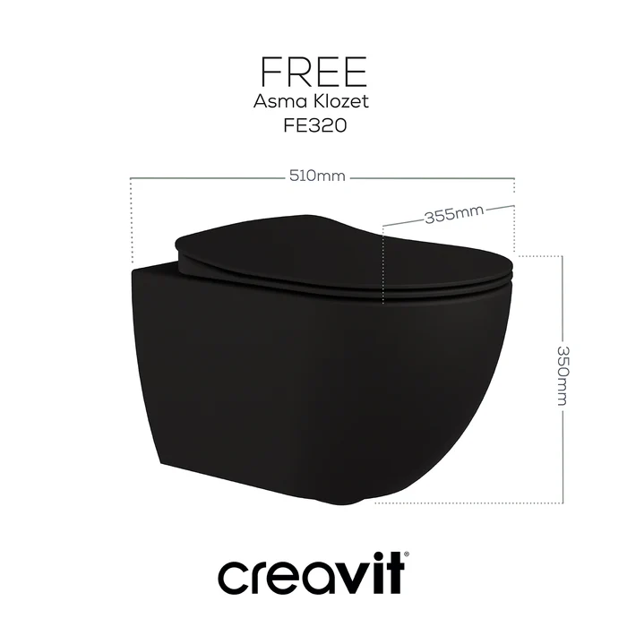 Creavit FE320-00SM00E-0000 Free Asma Klozet Mat Siyah