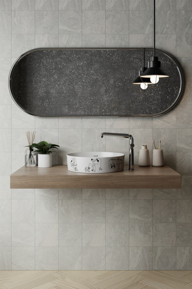 Creavit LP140 Loop Yuvarlak Çanak Lavabo Ø40 cm Karikatür Desen Uygulamalı