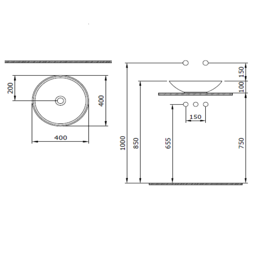 Bocchi Venezia Çanak Lavabo 40 cm Parlak Beyaz 1120-001-0125