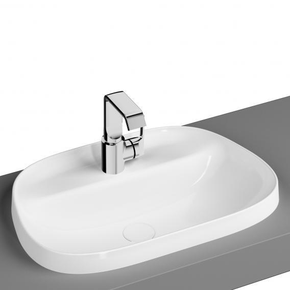Frame Armatür bantlı tezgah üstü TV lavabo, 57 cm Beyaz