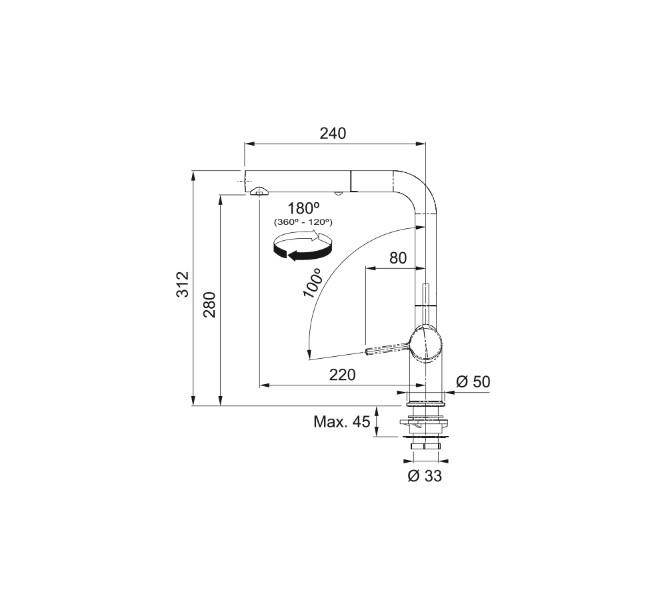 Franke Active Twist Doccia Matt Black Mutfak Bataryası