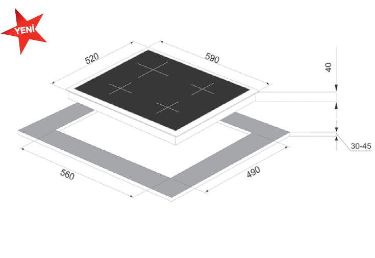 FRANKE NEW SQUARE WHITE GLASS OCAK FHNS 604 4G WH C