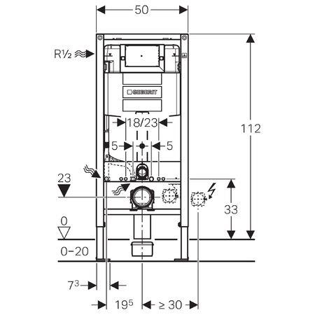 GEBERİT Gömme Rezervuar Omega - 12 cm - Duofix, 112 cm
