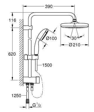 Grohe New Tempesta Tepe Duşlu ve El Duşlu Duş Sistemi Krom