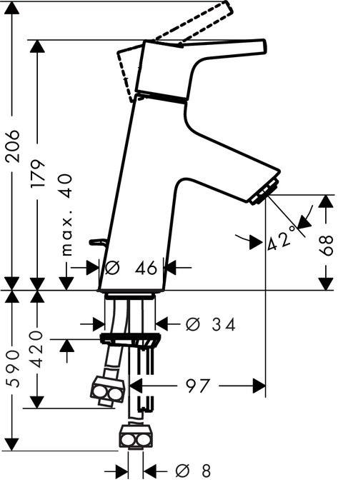 Hangrohe Talis Tek kollu lavabo bataryası 80 for vented hot water cylinders kumanda seti ile
