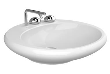 İstanbul Çanak lavabo, 60 cm Beyaz 3 armatür delikli