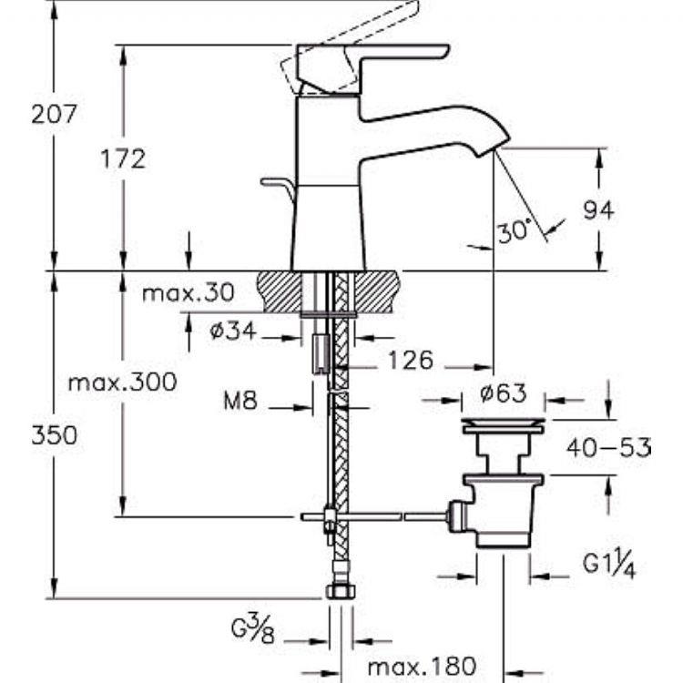 Matrix Lavabo bataryası (sifon kumandalı) krom