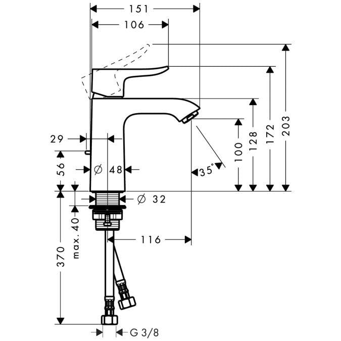 Metris Tek Kollu Lavabo Bataryası Kumandalı Set 110 3.5 l/dk Krom