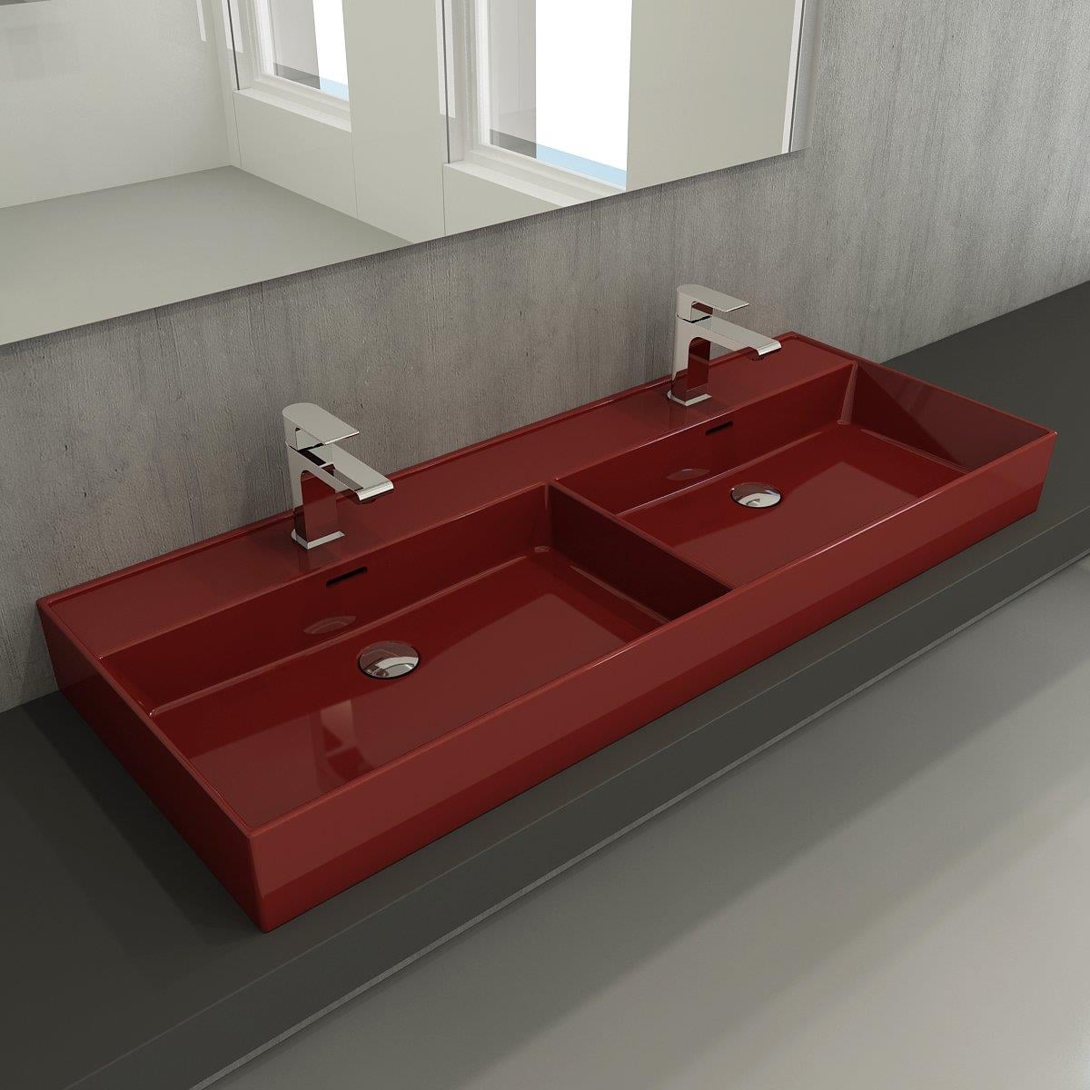 Milano Çift Gözlü Lavabo 120 cm Parlak Kırmızı