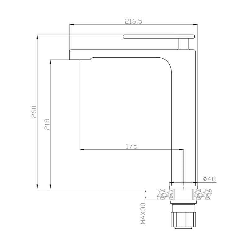 NEWARC ZETA ÇANAK TİPİ LAVABO BATARYASI SİYAH