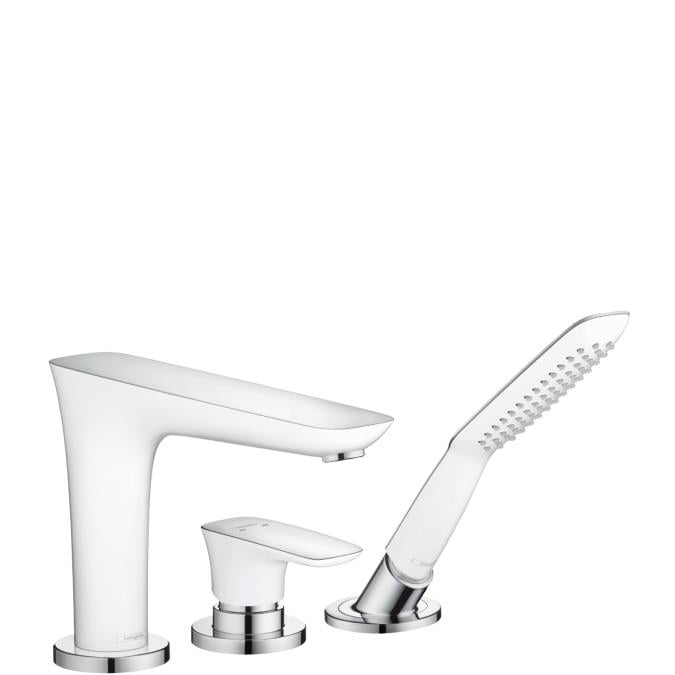 PuraVida 3 Delikli Tek Kollu Küvet Kenarı Banyo Bataryası Beyaz/Krom