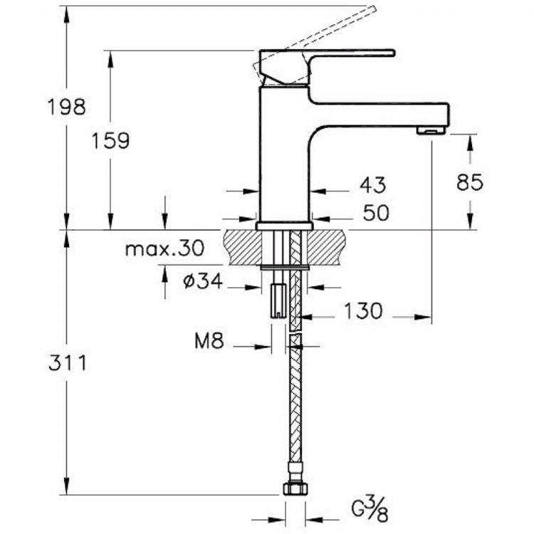 Q-Line BluEco Lavabo bataryası krom