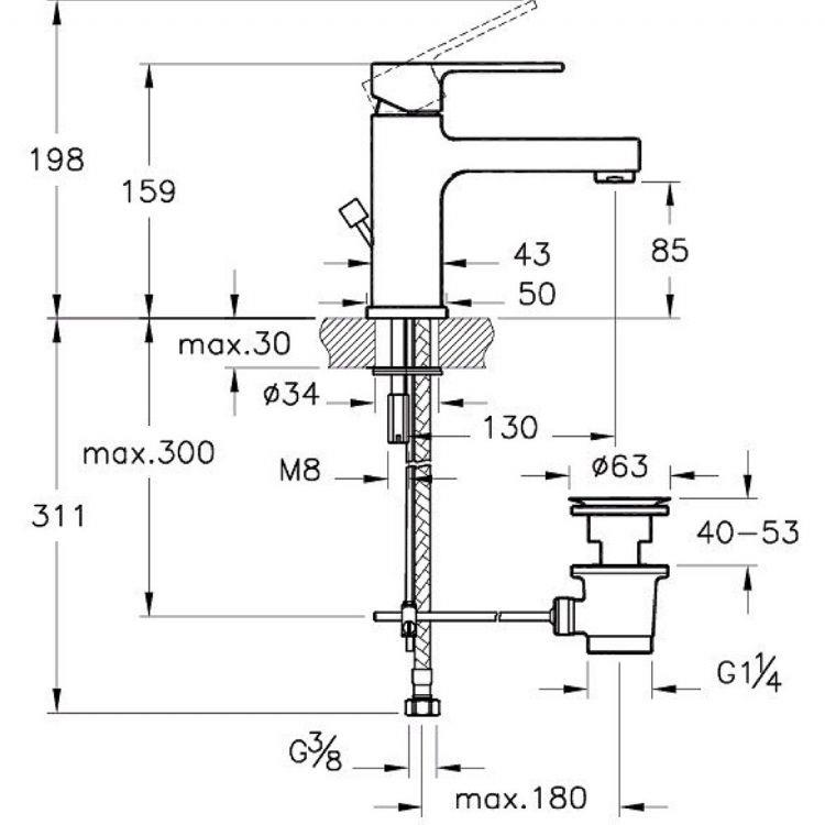 Q-Line BluEco Lavabo bataryası (sifon kumandalı) krom