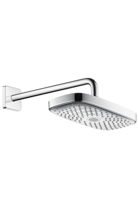 Raindance Select E 300 2jet Dikdörtgen Tepe Duşu Duvardan 390 mm Duş Dirseği İle Beyaz Krom