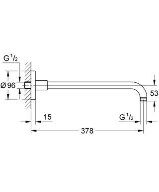 Rainshower Duş Başlığı Kolu 378 mm Krom