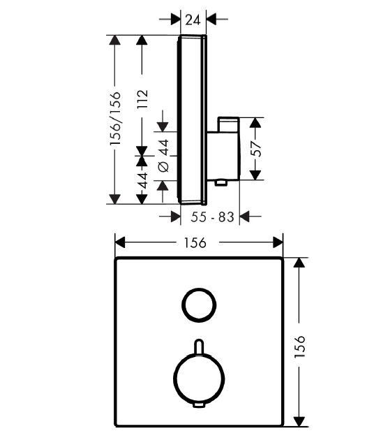Shower Select Glass ShowerSelect glass Termostatik Batarya Ankastre 1 çıkış için