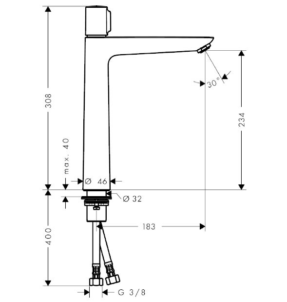Talis Select E Tek Kollu Lavabo Bataryası 240, Kumandasız