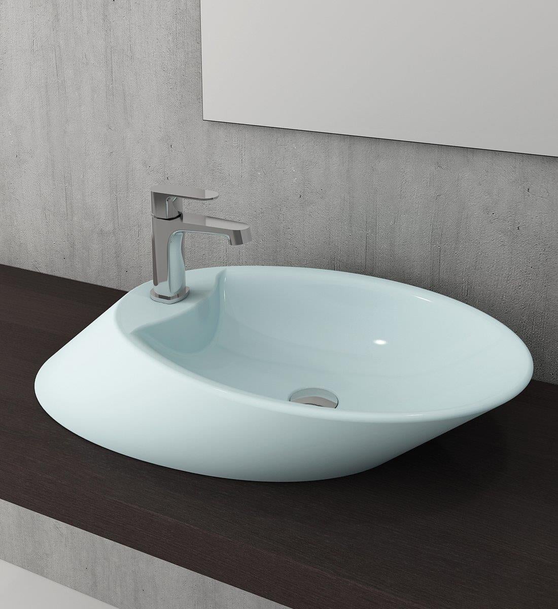 Vessel 1021-029-0126 Batarya Banklı Çanak Lavabo 70 cm Mat Buz Mavisi