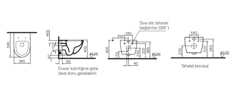 VİTRA SENTO RİM EX ASMA KLOZET VE YAVAŞ KAPANIR KAPAK