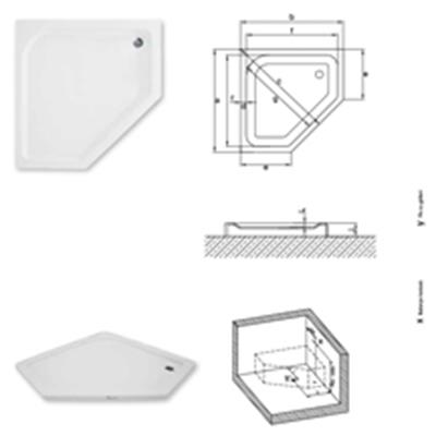  Akrilik Flat Duş Tekneleri 90x90x7(h) Köşegen