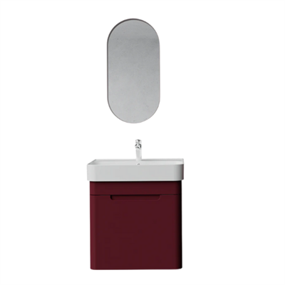 Creavit CO0060.41 Colorit Kapaklı Lavabo Dolabı 60 cm Ve Oval Ayna Berry