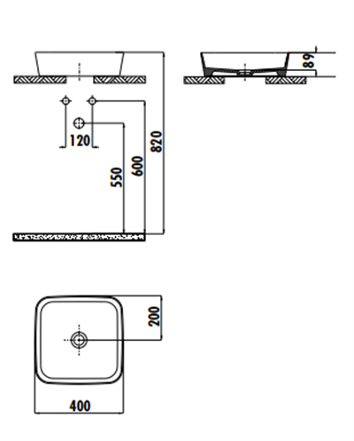 CREAVİT Loop 40x40 cm Tezgah Üstü Çanak Lavabo LP040
