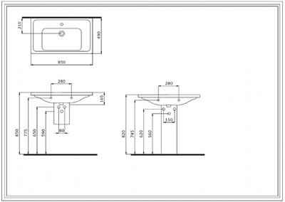 Bocchi 1008-001-0126 Taormina Pro Etajerli Lavabo 85 cm Parlak Beyaz