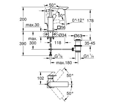 Grohe 32757A01 Allure New Tek kumandalı lavabo bataryası   M-Boyut