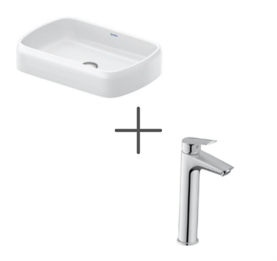 Duravit Qatego Stretch 60 cm Çanak Lavabo Ve No.1 Lavabo Bataryası Large