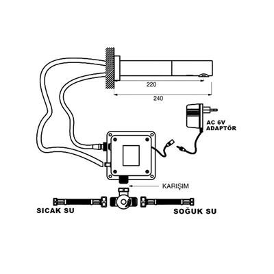 NEWARC TEKNO FOTOSELLİ ANKASTRE FOTOSELLİ LAVABO BATARYASI