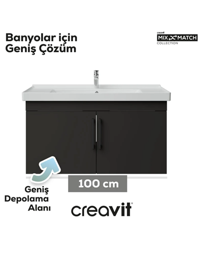 Creavit D20 Kapaklı Lavabo Dolabı 100 cm Antrasit