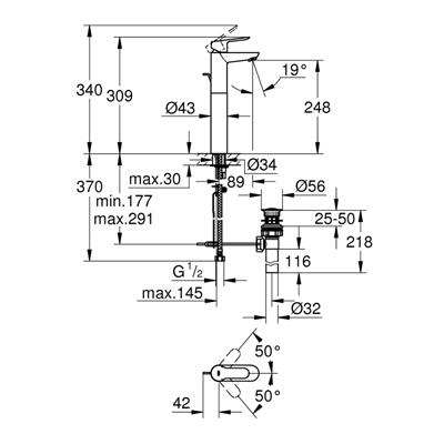 Grohe 32860000 BauEdge Tek kumandalı lavabo bataryası  XL-Boyut
