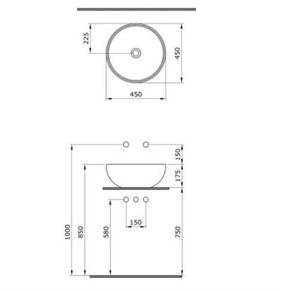 Bocchi Venezia Çanak Lavabo 45 cm Parlak Altın 1119-402-0125