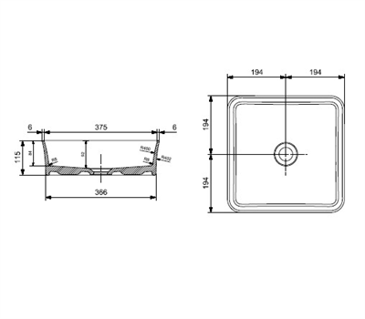 Bocchi Slim Line Kare Lavabo 38x38 cm Mat Gri 1477-006-0125