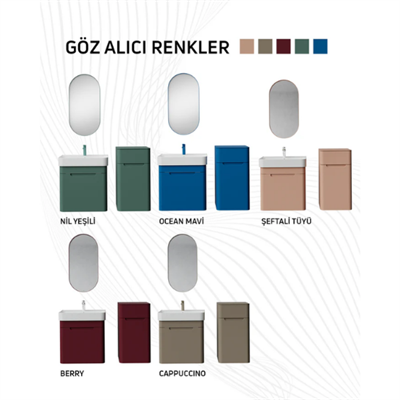 Creavit CO0060.42 Colorit Kapaklı Lavabo Dolabı 60 cm Ve Oval Ayna Nil Yeşili