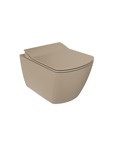 Creavit Elegant Rim-off Kanalsız Duroplast Yavaş Kapanan Klozet Kapaklı Mat Cappucino Set Mat Cappucino EG321-00CM00E-0000