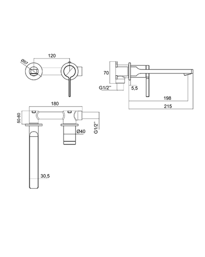Newarc Bold Ankastre Lavabo Bataryası Siyah 910571B