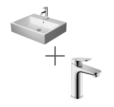 Duravit Vero Air 60 cm Lavabo Ve Wave Lavabo bataryası, Medium