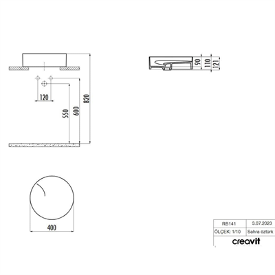 Creavit RB141 Ruby Tezgah Üzeri Lavabo Ø40 cm