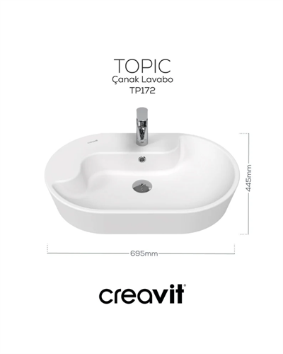 Creavit Topic Tezgah Üzeri Çanak Lavabo 70 cm TP172
