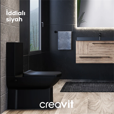 Creavit LR360 Lara Duvara Dayalı Klozet Seti Kömür Karası