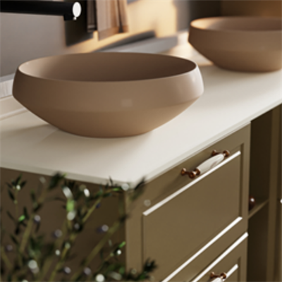 Creavit DE045 Deep Tezgah Üzeri Lavabo Ø45 cm Mat Cappuccino