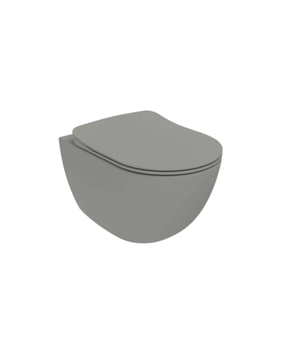 Creavit Free Rim-Off Duroplast Yavaş Kapanan Klozet Kapaklı Cool Grey Set FE322-00CG