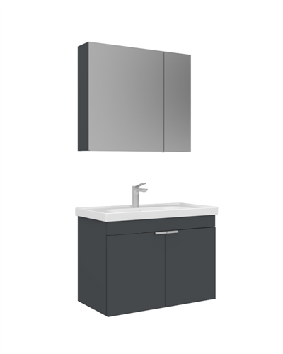 Orka Desna 90 cm Takım Ayna Dolaplı Antrasit