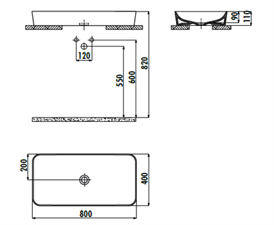 CREAVİT UL080 Ultra Tezgah Üstü Lavabo Beyaz 80 cm