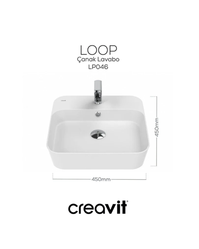 Creavit Loop Kare Çanak Lavabo 45 cm LP046