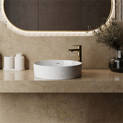 Creavit LP140 Loop Yuvarlak Çanak Lavabo Ø40 cm Selçuklu Rölyef Uygulamalı