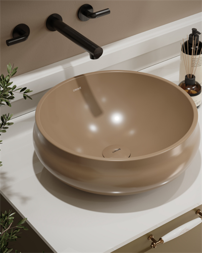Creavit Gordo Tezgah Üstü Lavabo Ø40 cm Cappuccino GO140-00CM