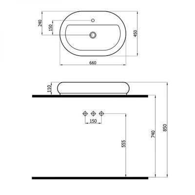 Newarc  5026BT Elips Batarya Delikli Lavabo