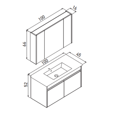 Orka Side 100 CM Kapaklı Banyo Dolabı Takım Navaro